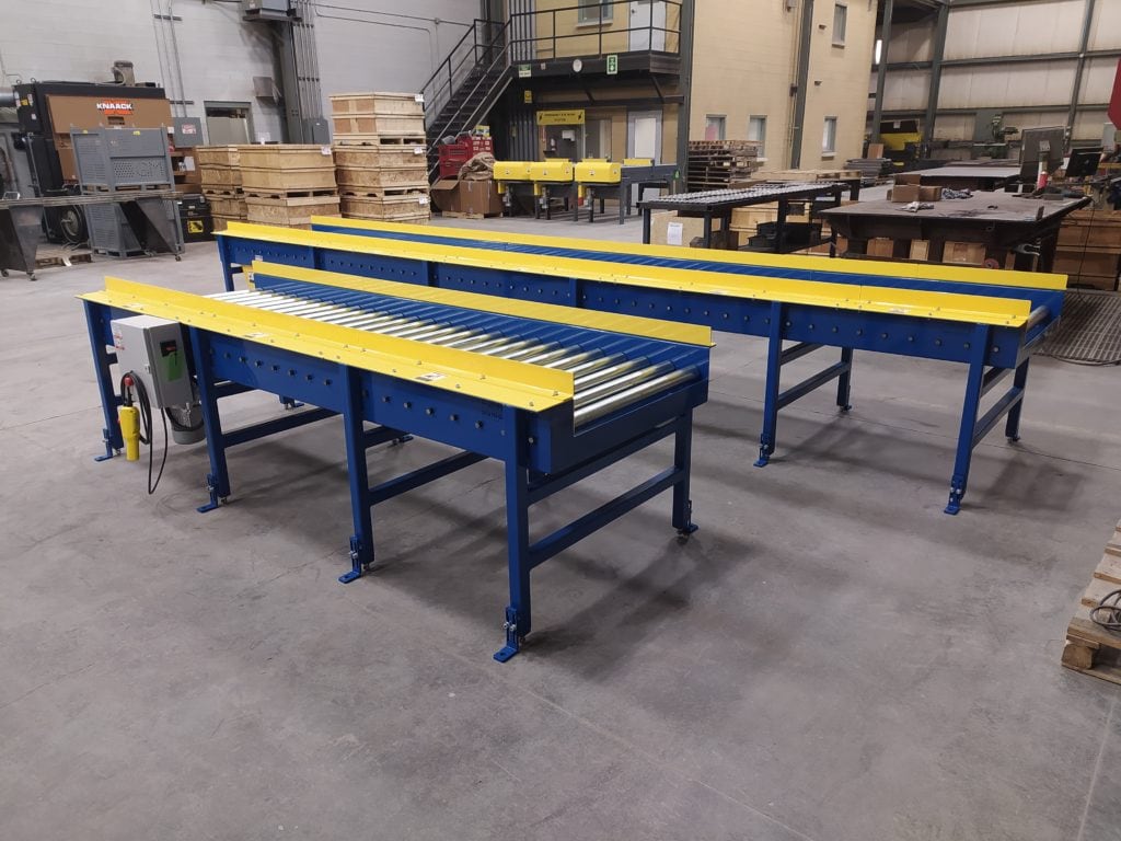 angled view of long Chain Driven Live Roller Conveyor (CDLR)